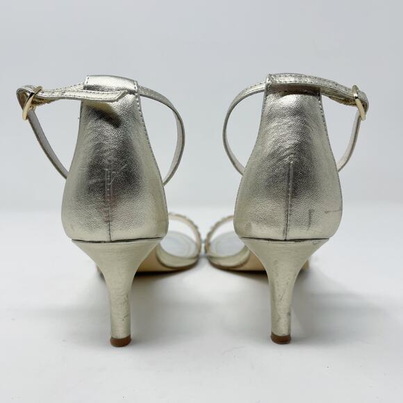 Caparros Size 9 Gold Metallic Starla Rhinestone Embellished Evening Heels Sandal - Picture 5 of 14